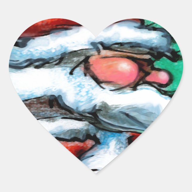 Santa Claus Heart Sticker (Front)