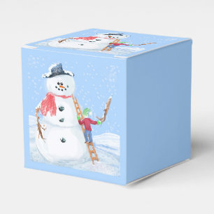 Santa Claus Helper Building A Silly Snowman Favour Box
