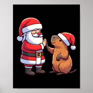 Santa Claus High-fiving Capybara Christmas Toddler Poster