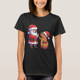 Santa Claus High-fiving Capybara Christmas Toddler T-Shirt