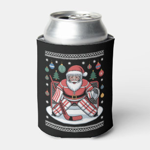 Santa Claus Hockey Goalie Christmas Ugly Sweater Can Cooler