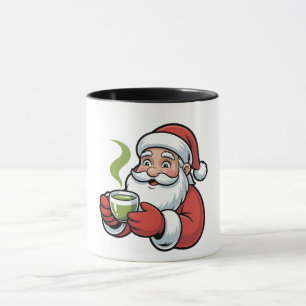 Santa Claus Holding a Matcha Drink Christmas Mug