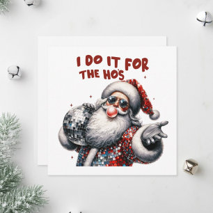 Santa Claus holding a sparkling disco ball.  Holiday Card