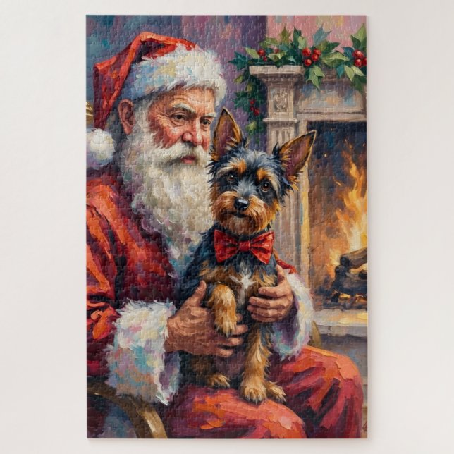 Santa Claus Holding Affenpinscher Christmas Art Jigsaw Puzzle (Vertical)