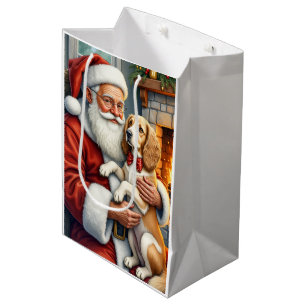Santa Claus Holding Afghan Hound Christmas Medium Gift Bag