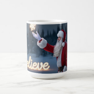 Santa Claus Holding Glowing Snowflake Coffee Mug