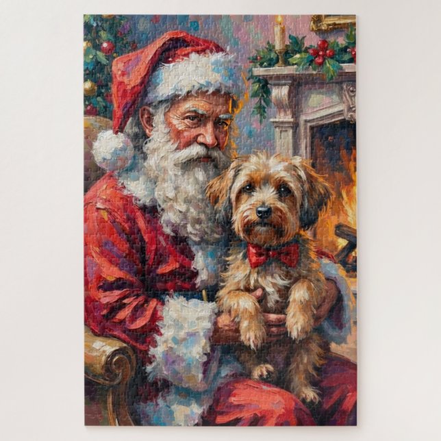 Santa Claus Holding Havanese Christmas Art Jigsaw Puzzle (Vertical)