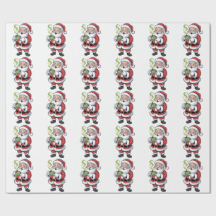 Santa Claus Holding Matcha Drink Christmas Wrapping Paper