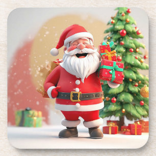 Santa Claus Holding Present Coaster