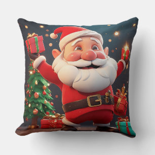 Santa Claus Holding Present Cushion
