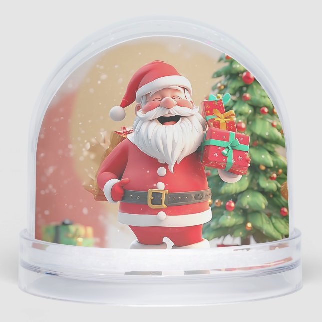 Santa Claus Holding Present Snowglobe (Front)