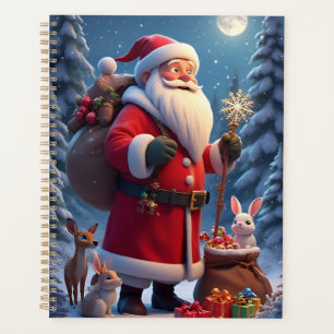 Santa Claus Holding Snowflake christmas scene Planner