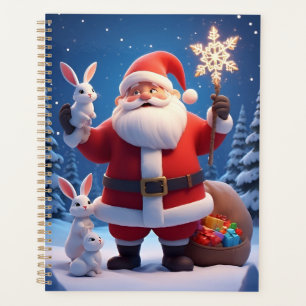 Santa Claus Holding Snowflake christmas scene Planner