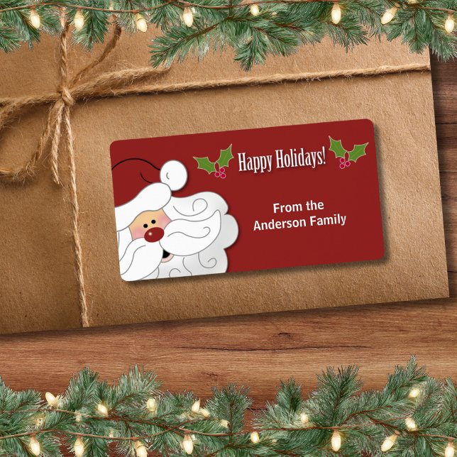 Santa Claus Holiday Baking / Cookie Sticker (Red) (

Santa Claus Happy Holidays Christmas Labels )