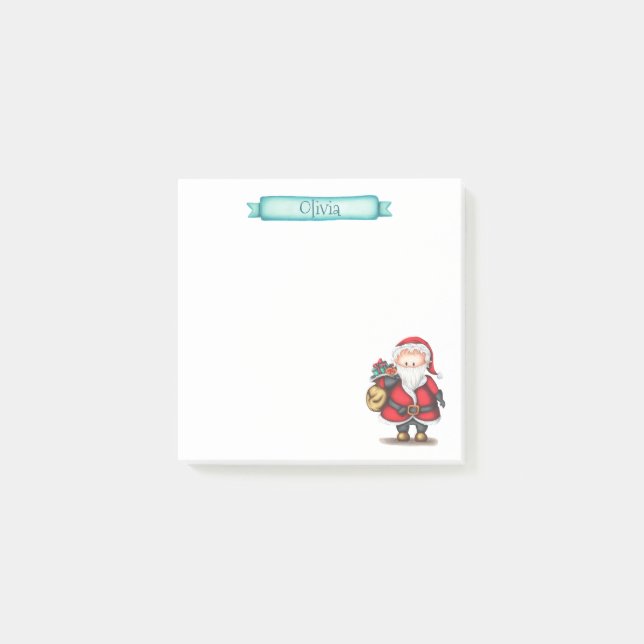 Santa Claus Holidays Personalised Post-it Notes (Front)