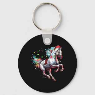 Santa Claus Horse Christmas Art Horse Riding Dress Key Ring