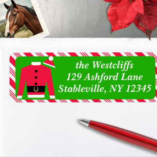 Santa Claus Horse Racing Jockey Silks Personalised Return Address Label