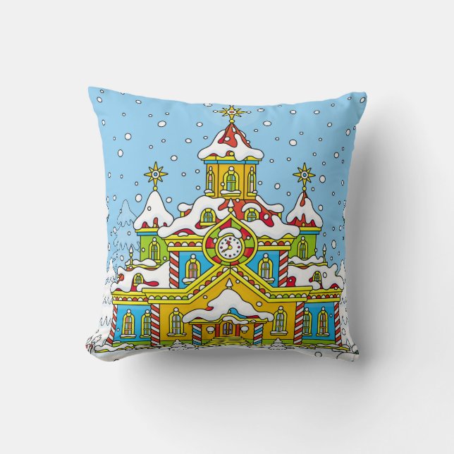 Santa Claus housesanta,claus,house,winter,frost,gr Cushion (Front)