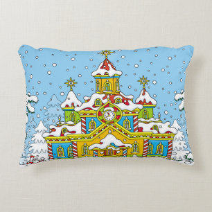 Santa Claus housesanta,claus,house,winter,frost,gr Decorative Cushion
