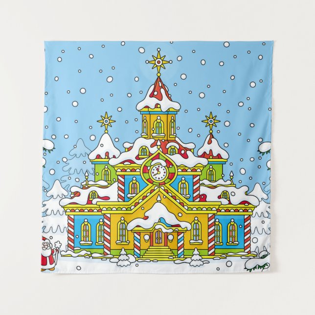 Santa Claus housesanta,claus,house,winter,frost,gr Tapestry (Front)