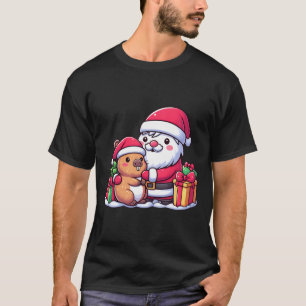 Santa Claus Hugging Cute Capybara Christmas Matchi T-Shirt