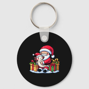Santa Claus Hugs Axolotl Christmas Pajama Family M Key Ring