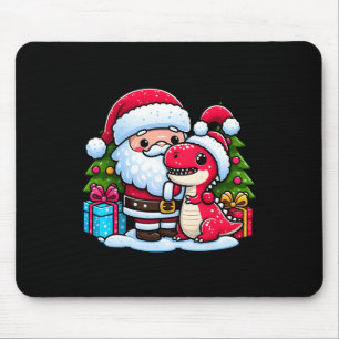 Santa Claus Hugs T Rex Dinosaur Christmas Matching Mouse Pad