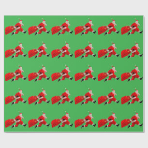 Santa Claus Hustle Green Wrapping Paper