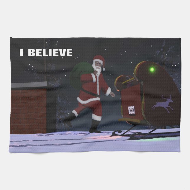 Santa Claus - I Believe Tea Towel (Horizontal)