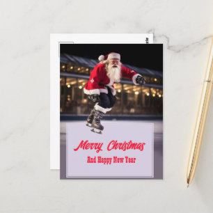 Santa Claus Ice Skating Postcard