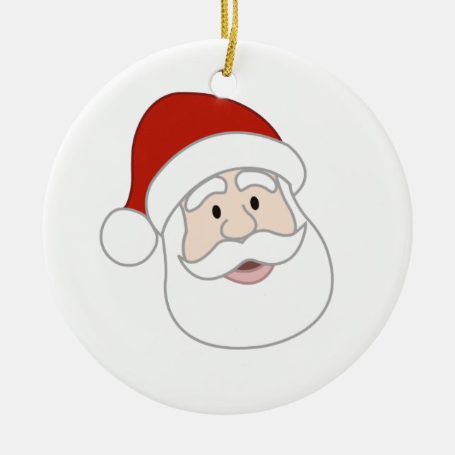 Santa Claus Illustration Ceramic Tree Decoration (Front)