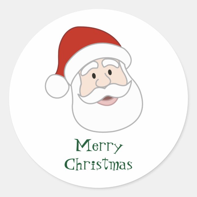 Santa Claus Illustration & Text Classic Round Sticker (Front)