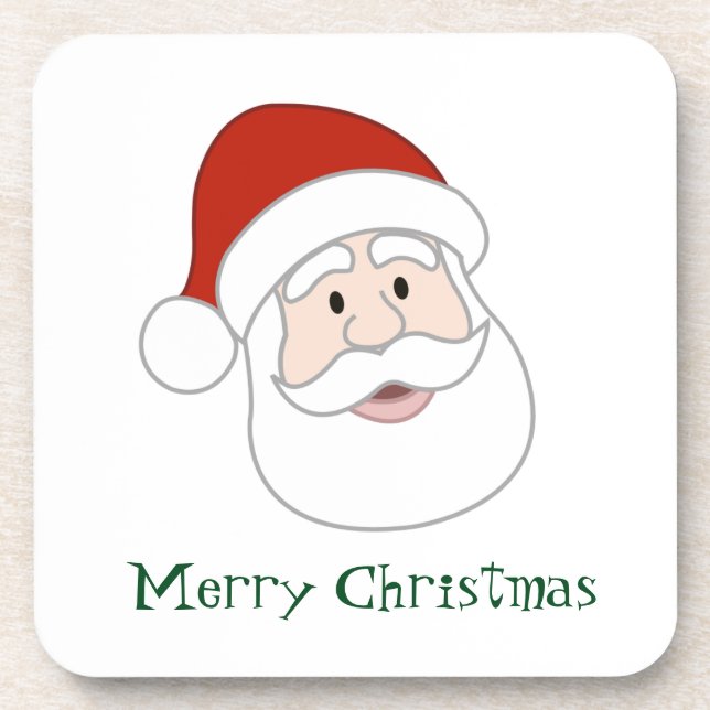 Santa Claus Illustration & Text Coaster (Front)