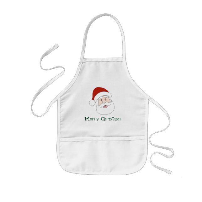 Santa Claus Illustration & Text Kids Apron (Front)