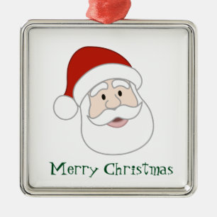 Santa Claus Illustration & Text Metal Tree Decoration