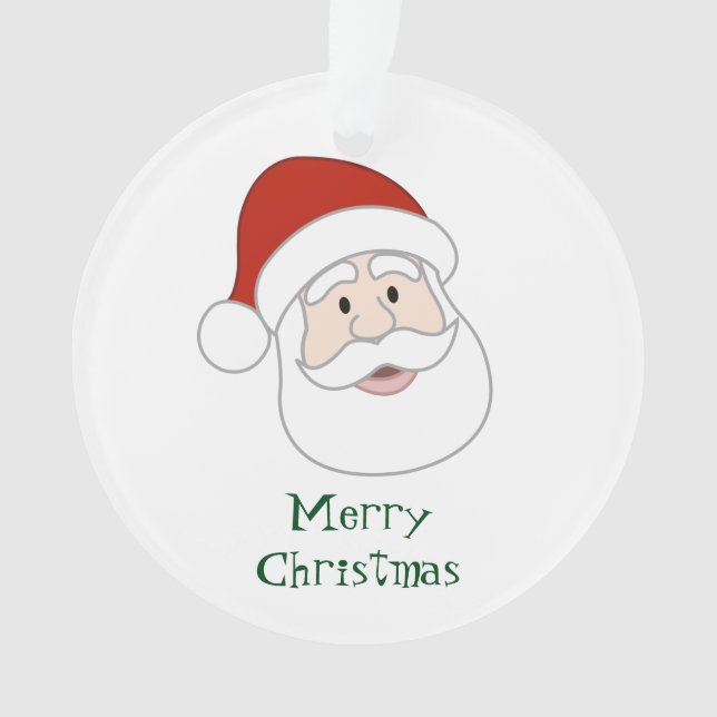 Santa Claus Illustration & Text Ornament (Front)