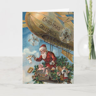"Santa Claus in a Blimp" Christmas Card