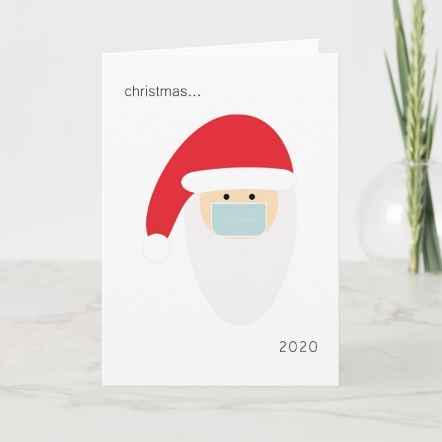 Santa Claus in a face mask 2020 Holiday Card (Front)
