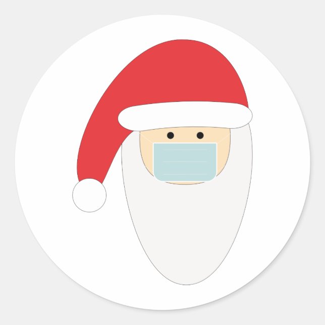 Santa Claus in a face mask Classic Round Sticker (Front)