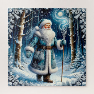 Santa Claus in a Magical Snowy Forest Jigsaw Puzzle