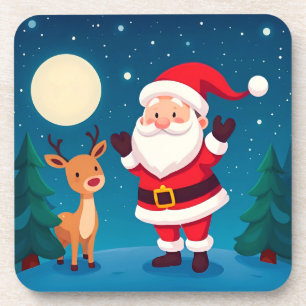 Santa Claus in a Magical Winter Scene Coaster