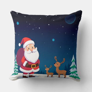 Santa Claus in a Magical Winter Scene Cushion