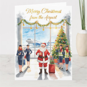Santa Claus in at the airport Card