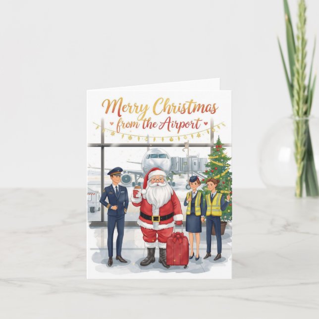 Santa Claus in at the airport Card (Front)