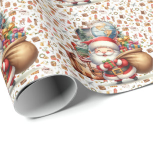 Santa Claus in at the airport Wrapping Paper