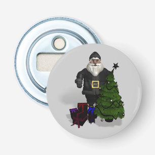 Santa Claus In Black Leather Dress Bottle Opener