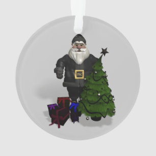 Santa Claus In Black Leather Dress Ornament