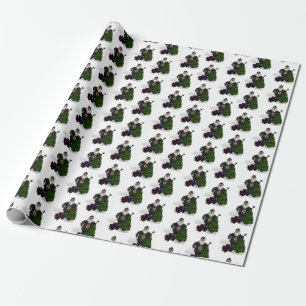 Santa Claus In Black Leather Dress Wrapping Paper
