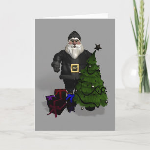 Santa Claus In Black Leather Holiday Card
