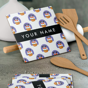 Santa Claus In Chimney, Snow, Christmas, New Year Ceramic Tile